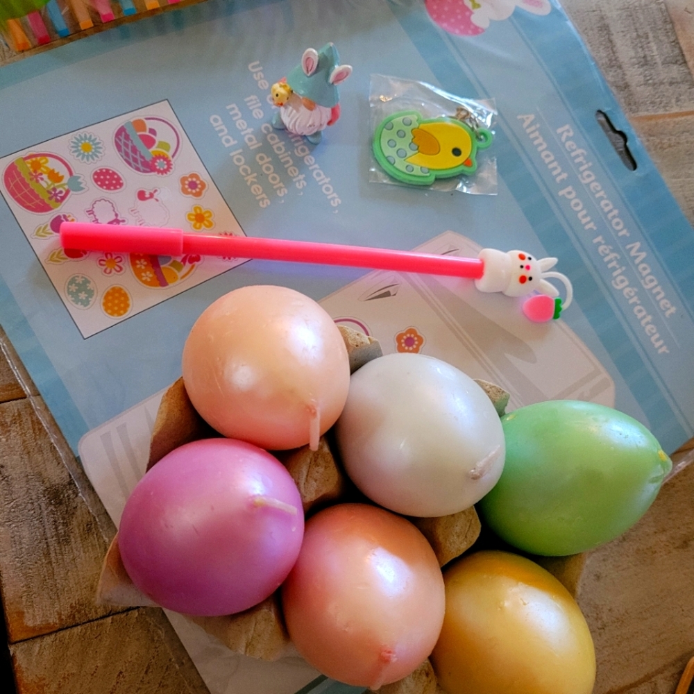 New Easter Bundle: 6 Candles,  Magnets, Bunny Pen, Easter Gnome & Chick keychain